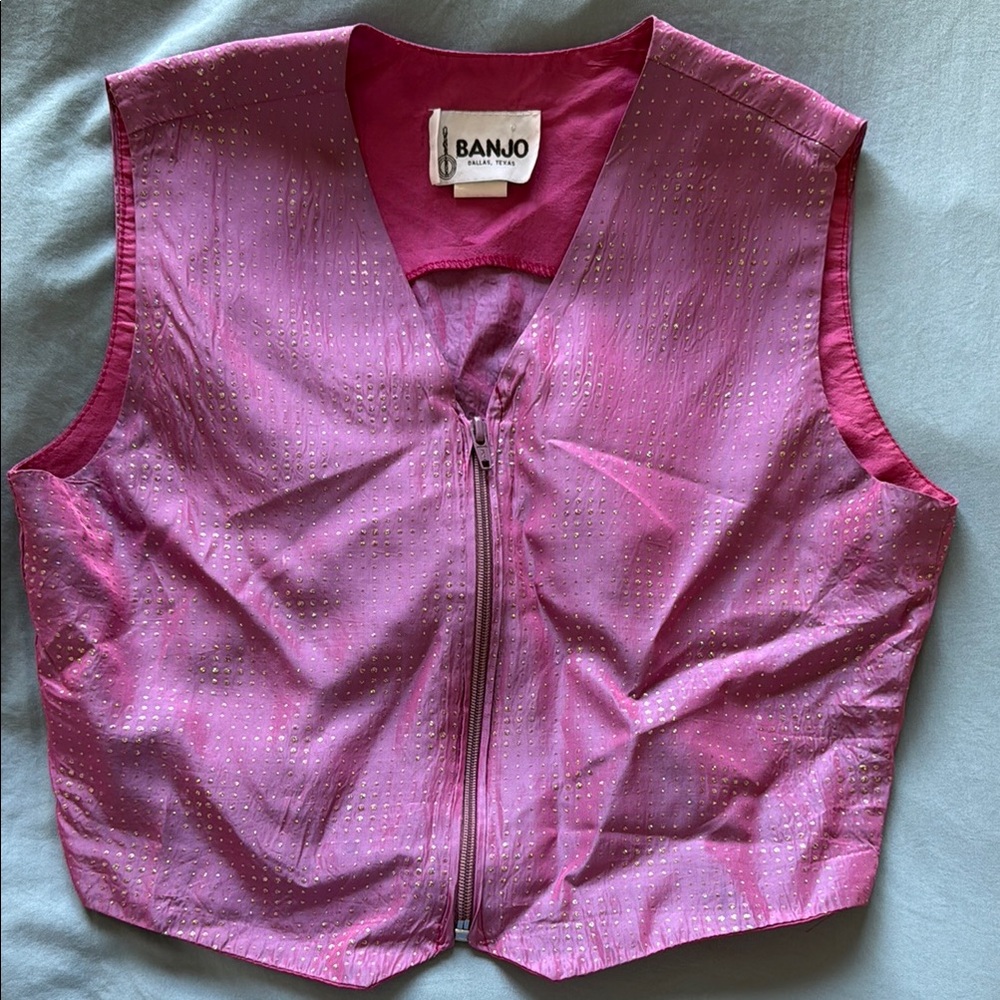 Banjo Pink Sleeveless Zip Vest